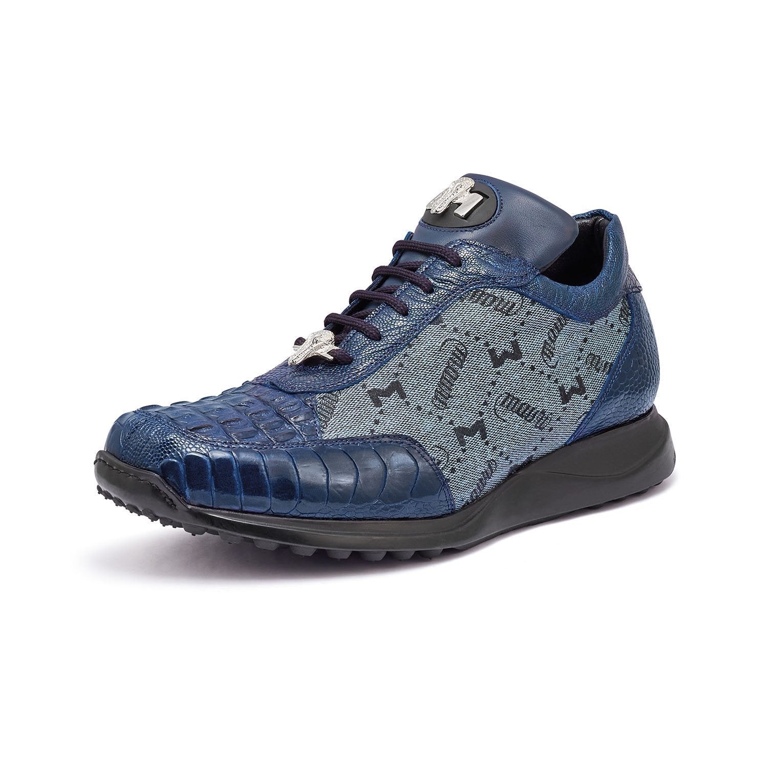 Mauri Carnage 8741/2 Men's Shoes Wonder Blue & Gray Ostrich Leg / Hornback Crown / Fabric Sneakers (MA5326)
