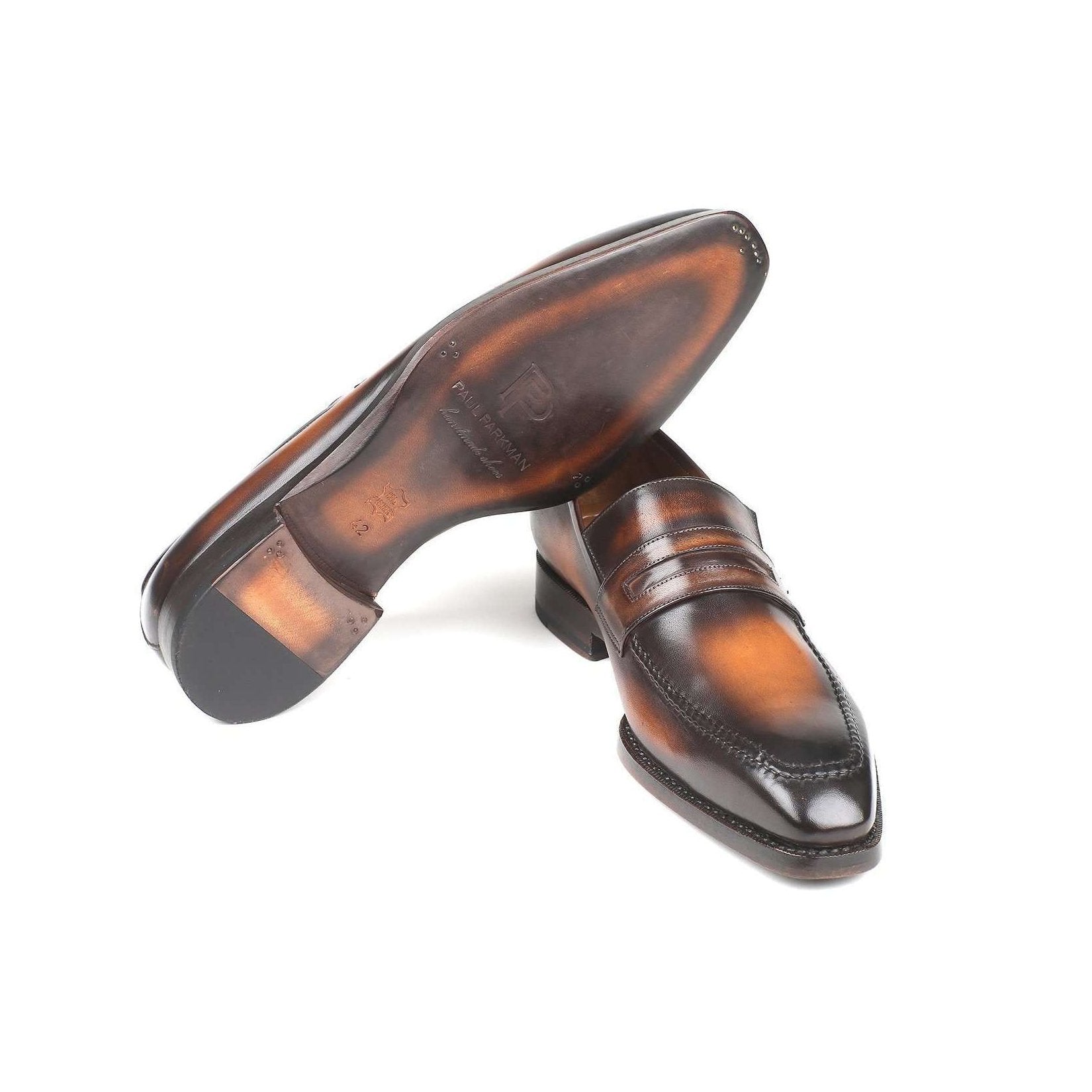 Paul Parkman Handmade Designer Shoes Men's Brown Goodyear Welted Burnished Calfskin Loafers 36LFBRW (PM5712)