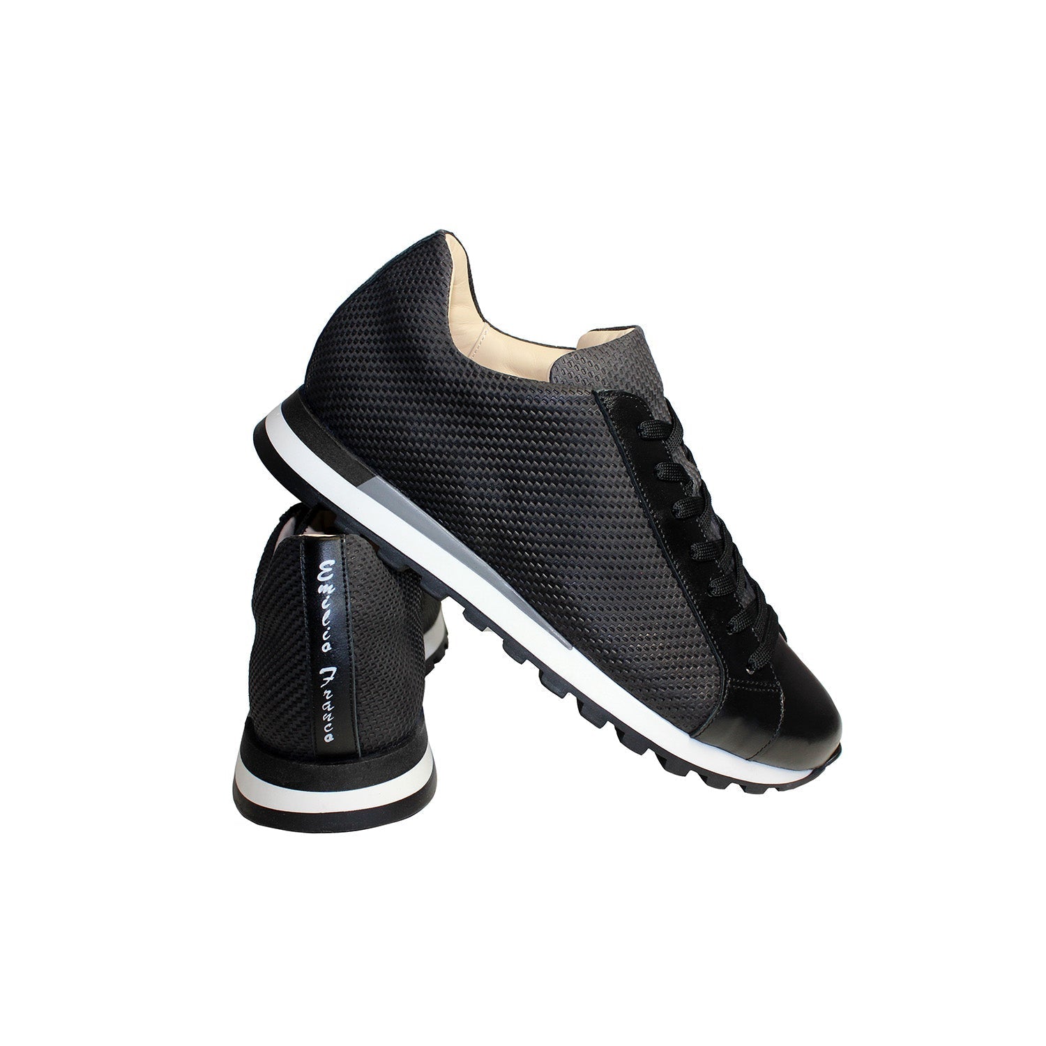 Emilio Franco Alfio Men's Shoes Black Calf-Skin Leather Sneakers (EF1005)