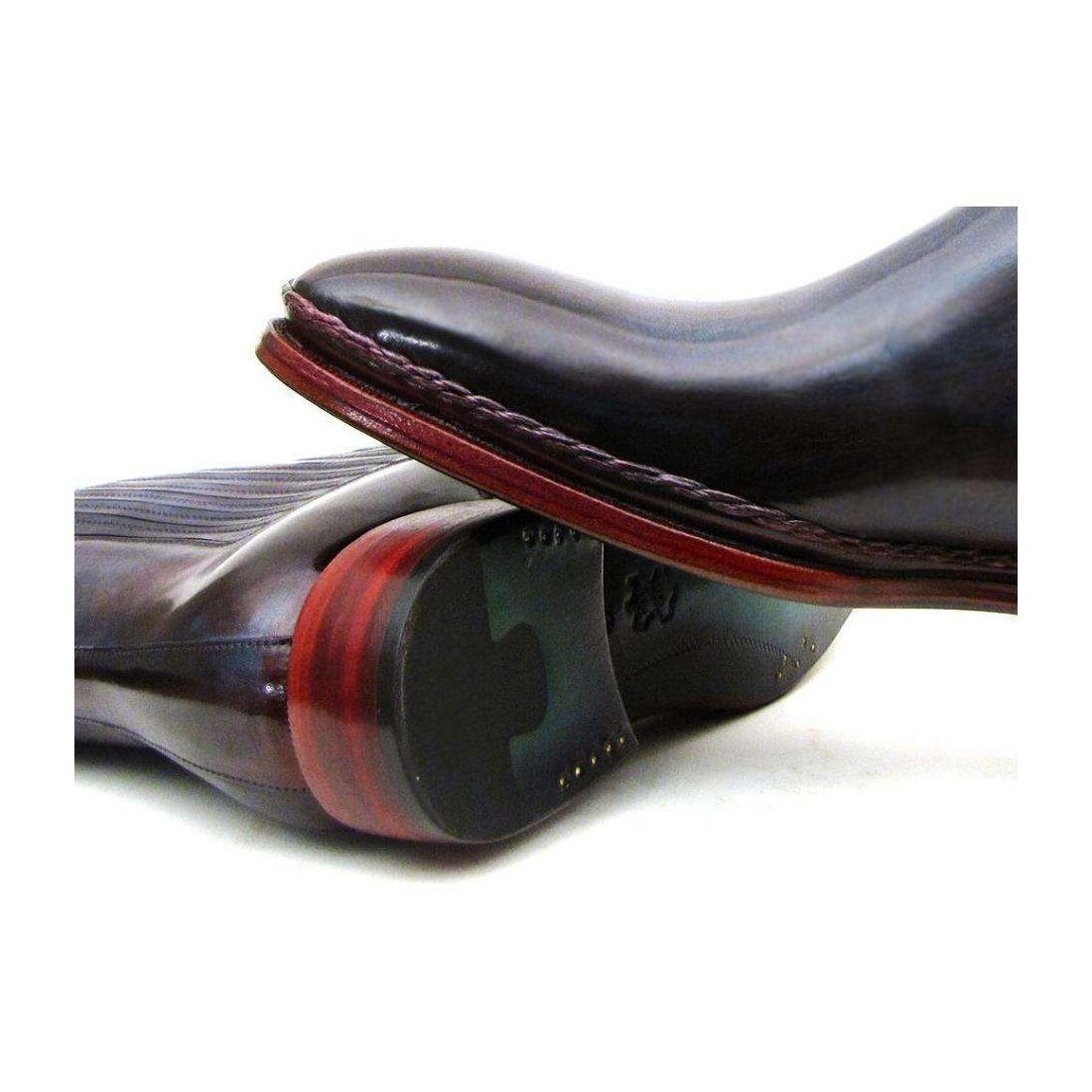 Paul Parkman Handmade Designer Shoes Men's Handmade Designer Shoes Chelsea Navy Burgundy Boots (PM5233)
