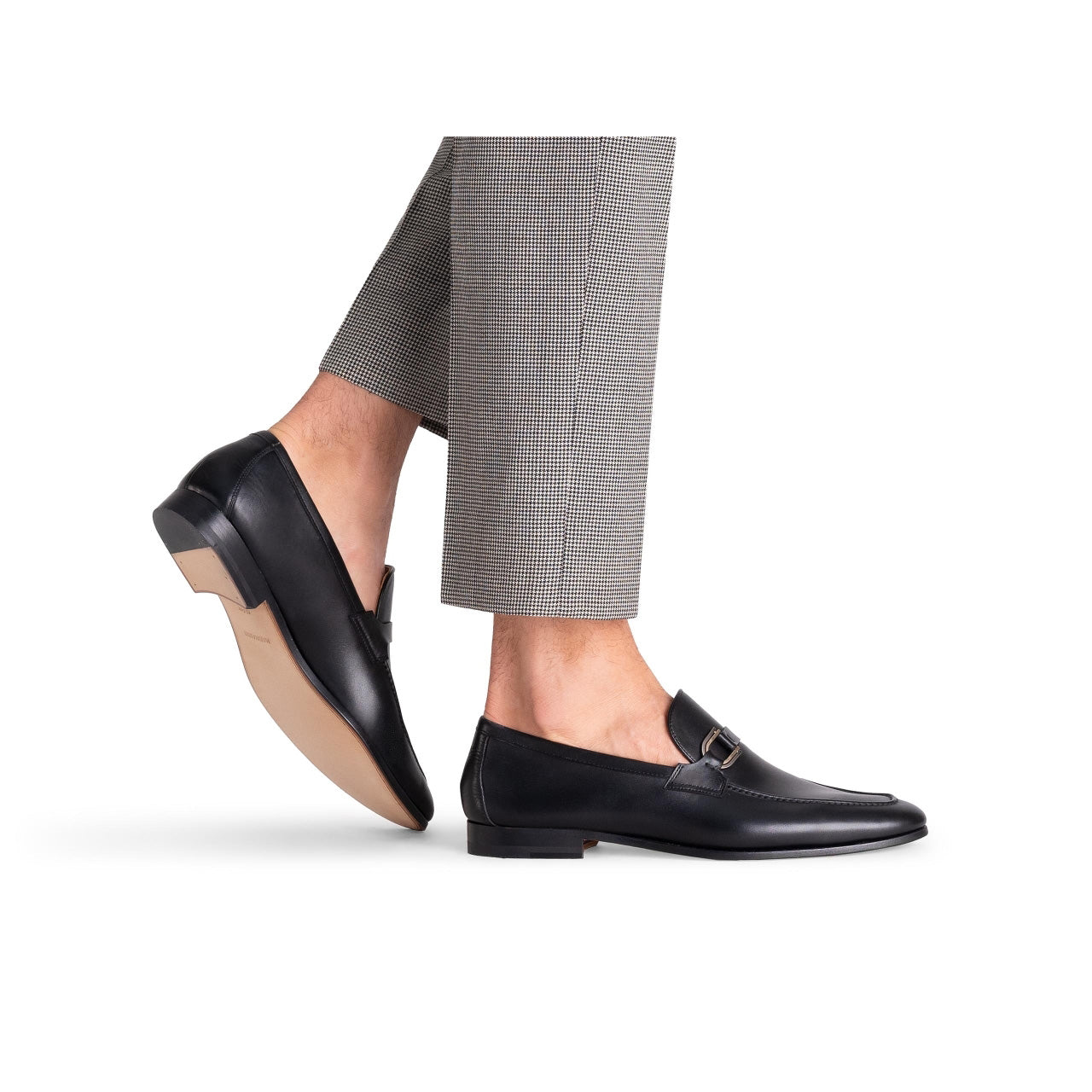 Magnanni Silvano 24385 Men's Shoes Black Calf-Skin Leather Buckle Slip-On Loafers (MAGS1139)