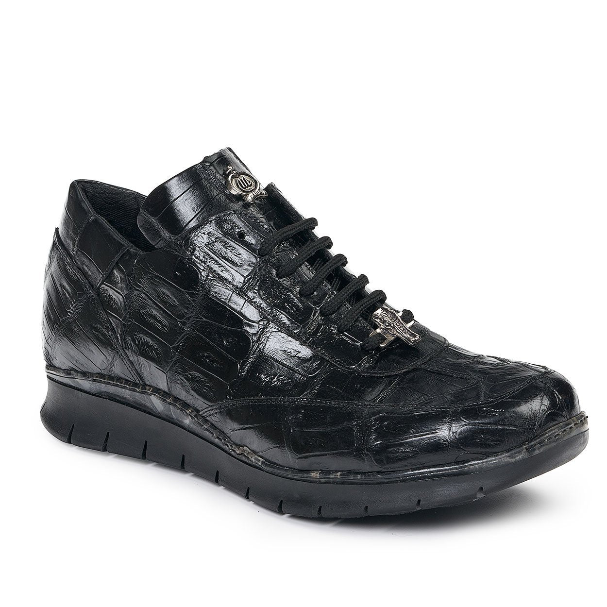 Mauri 8932 Men's Borromini Black Baby Croc & Nappa Leather Sneakers (MA4819)