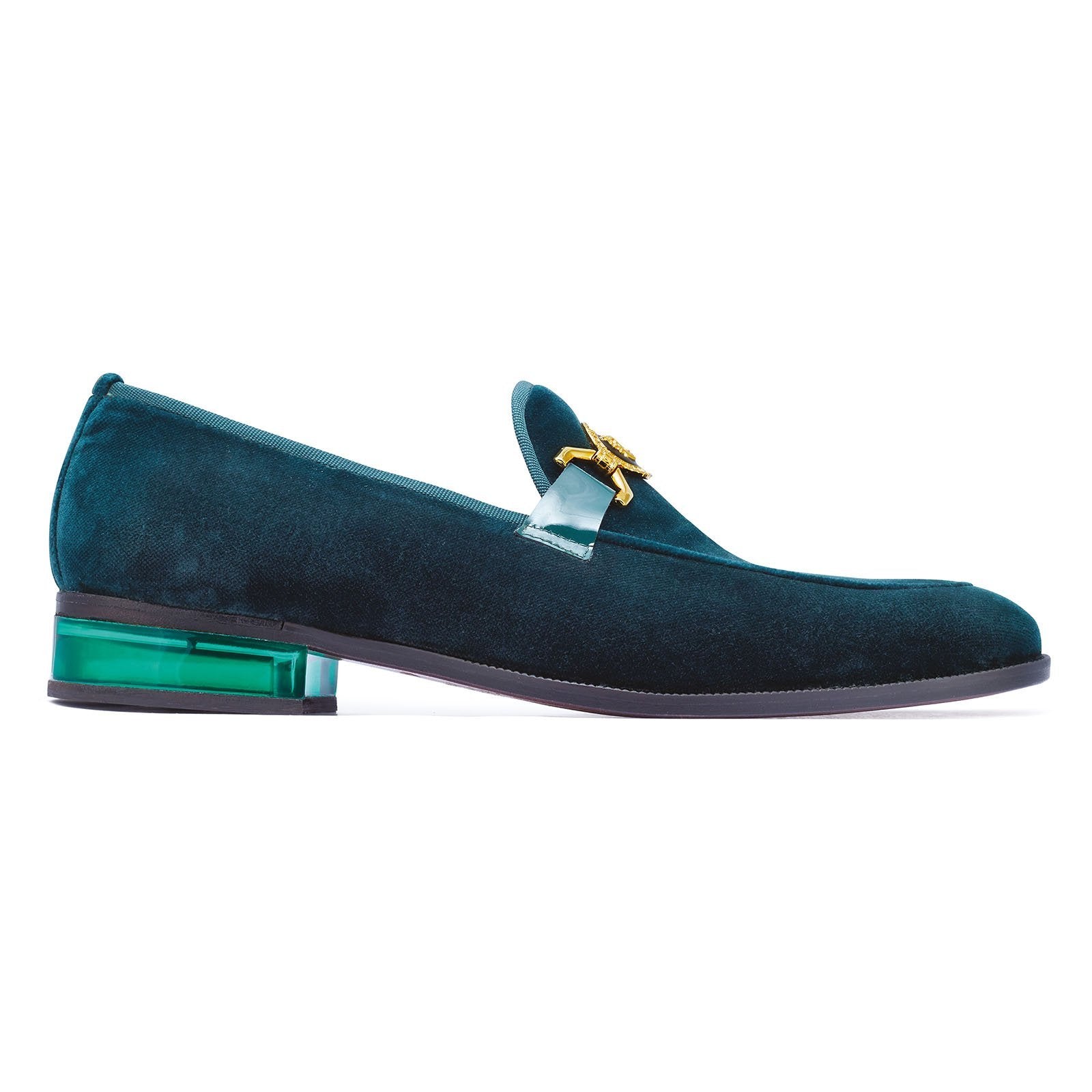 Mauri Floss 4940 Men's Shoes Green Velvet Slip-On Loafers (MA5255)