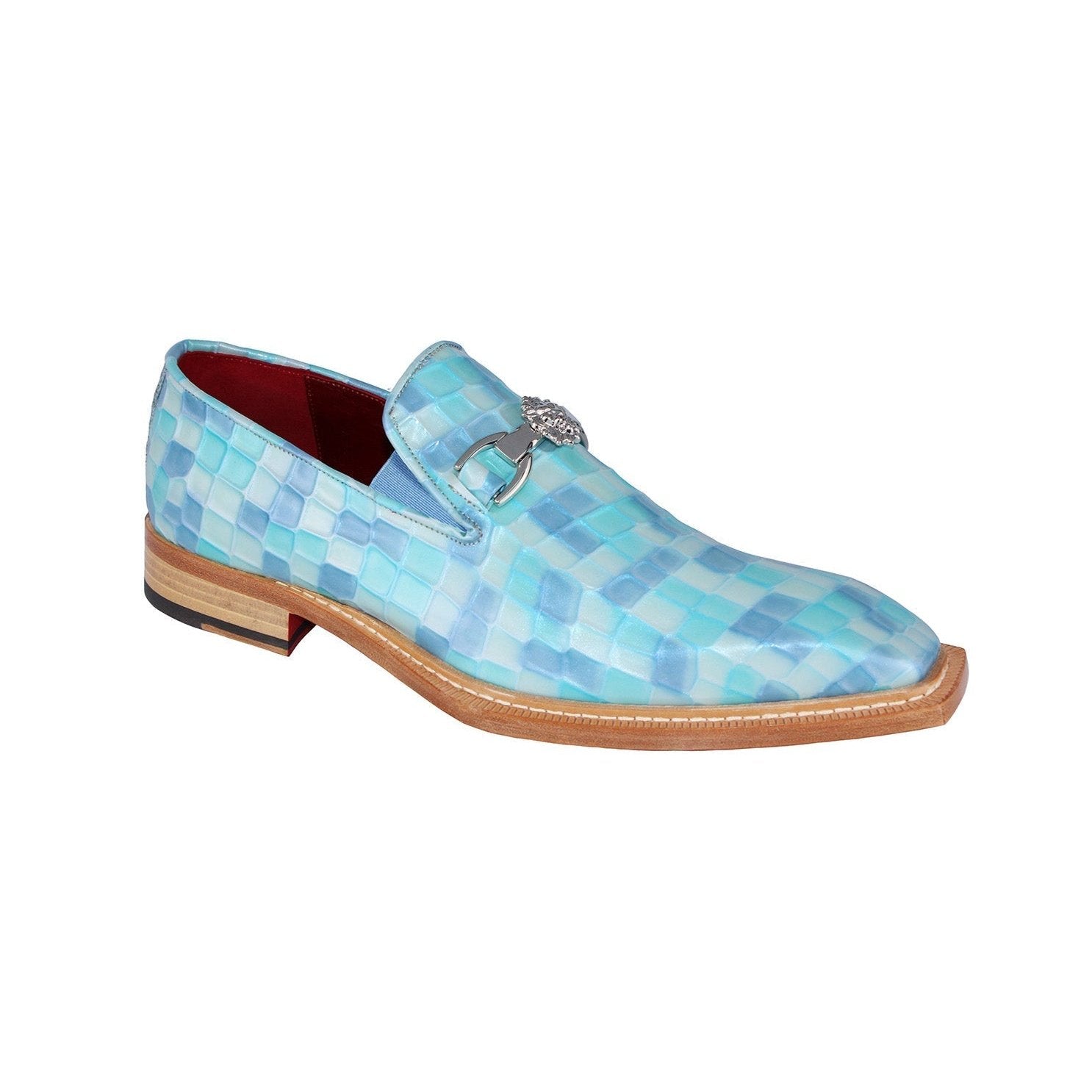 Emilio Franco Narciso Men's Shoes Multi L. Blue Patent Leather Multi Croco Print Loafers (EFC1021)