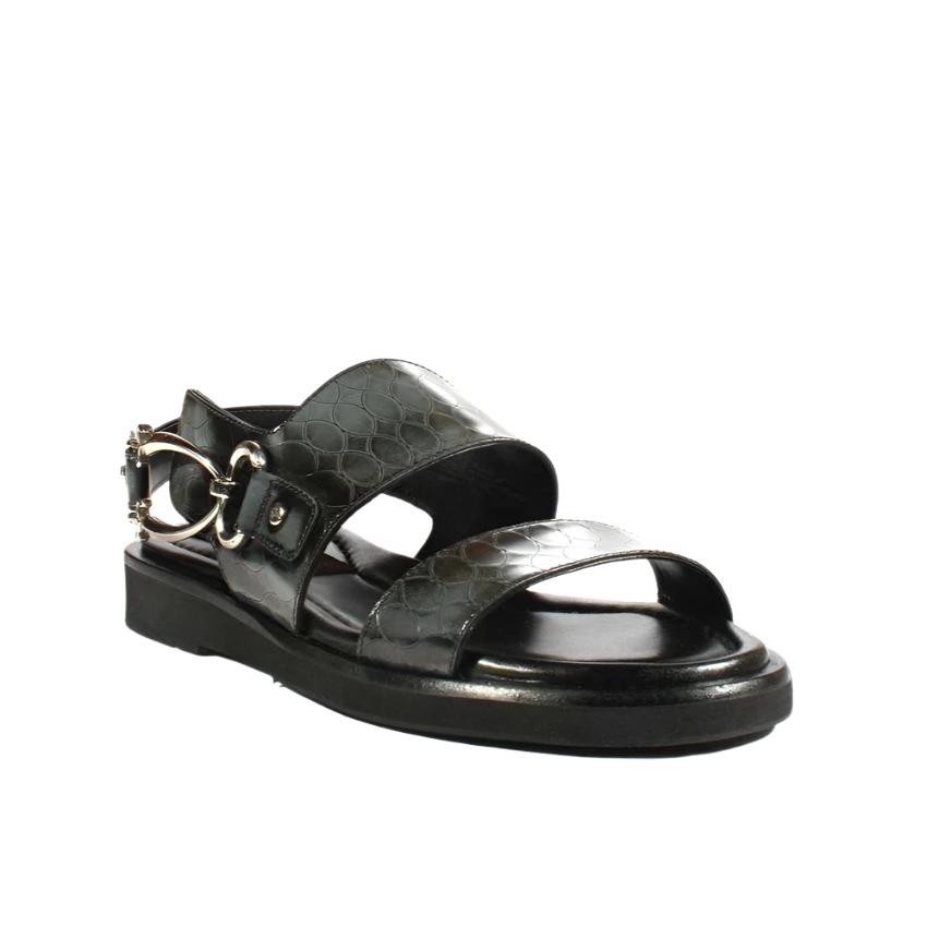 Cesare Paciotti Luxury Italian Men's Designer Shoes Antique Fumo Glass Leather Gladiator Sandals (CPM2374)
