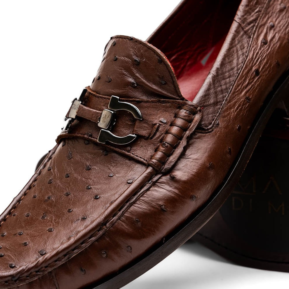 Marco Di Milano Ferrioni Men's Shoes Exotic Ostrich Horsebit Moccasin loafers (MDM1171)