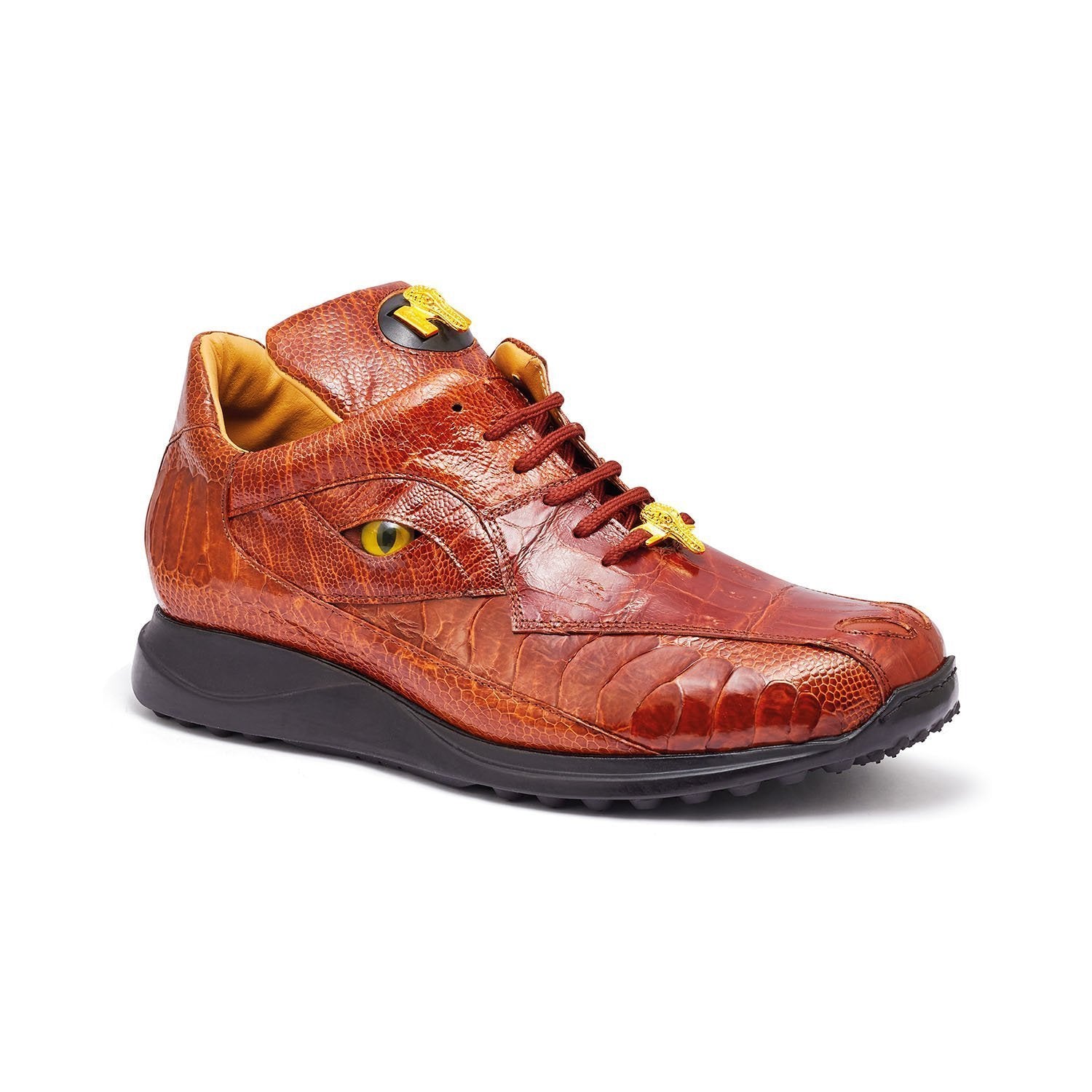 Mauri Apocalypse 8596 Men's Shoes Gold Exotic Crocodile / Ostrich Leg Sneakers (MA5321)