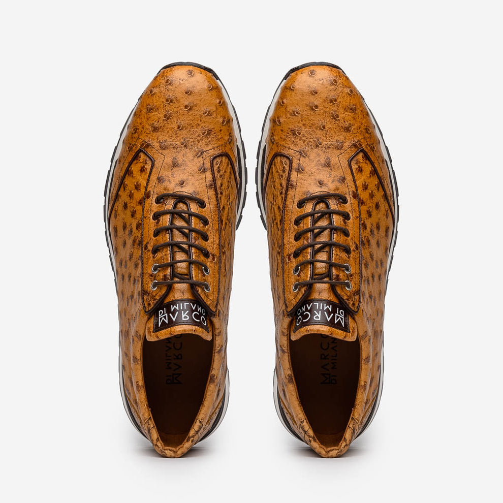 Marco Di Milano Scanno Men's Shoes Antique Paja Exotic Ostich Casual Sneakers (MDM1054)