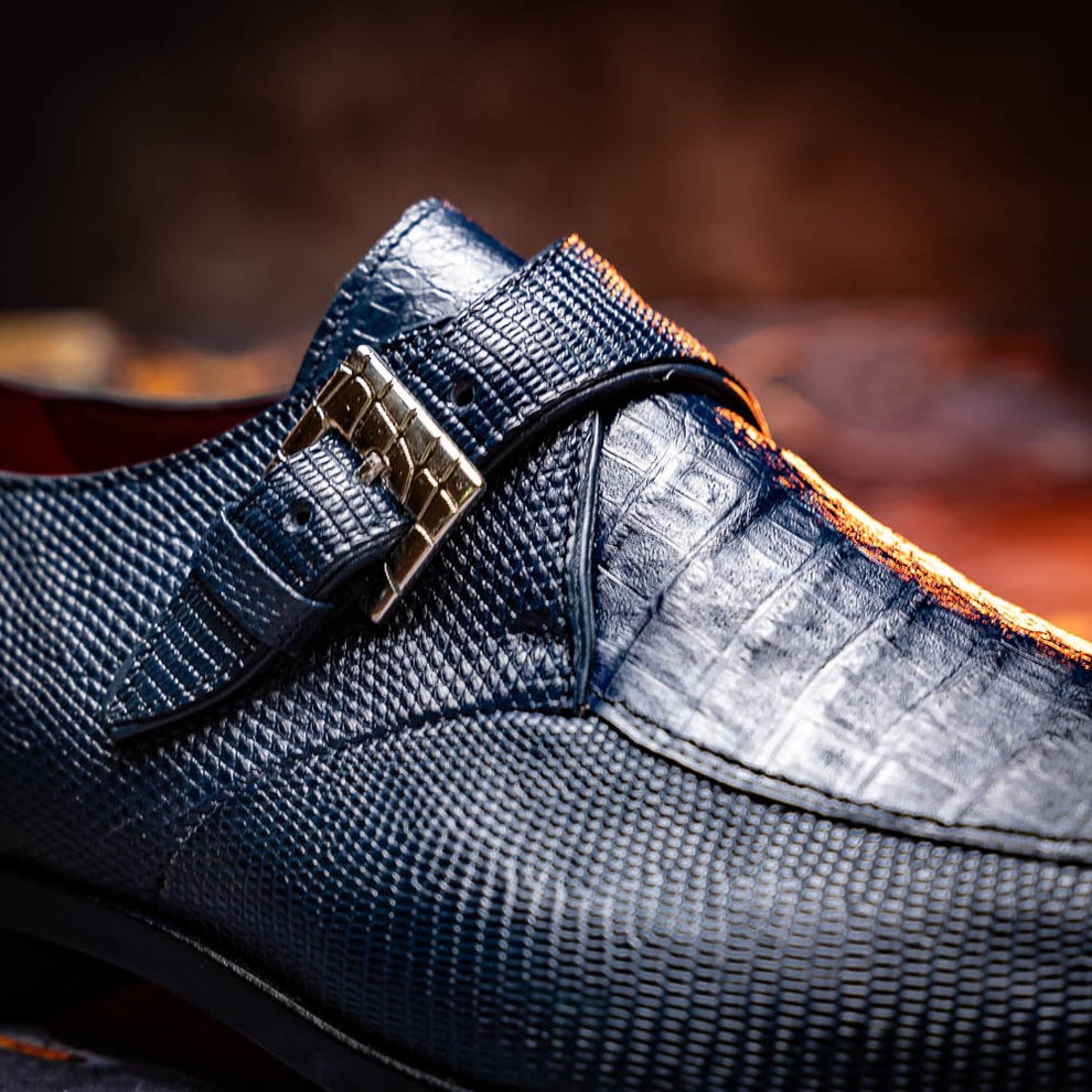 Marco Di Milano Toluca Men's Shoes Exotic Lizard / Crocodile Single Monk-Strap Loafers (MDM1126)