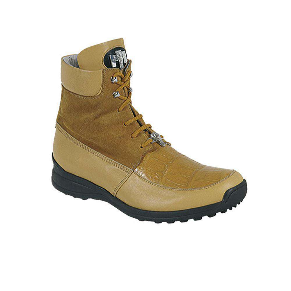 Mauri Designer Shoes Men's Designer Shoes Suede / Nappa Leather / Crocodile Yellow Pepper Demi Boots Art 8790 (MA4709)