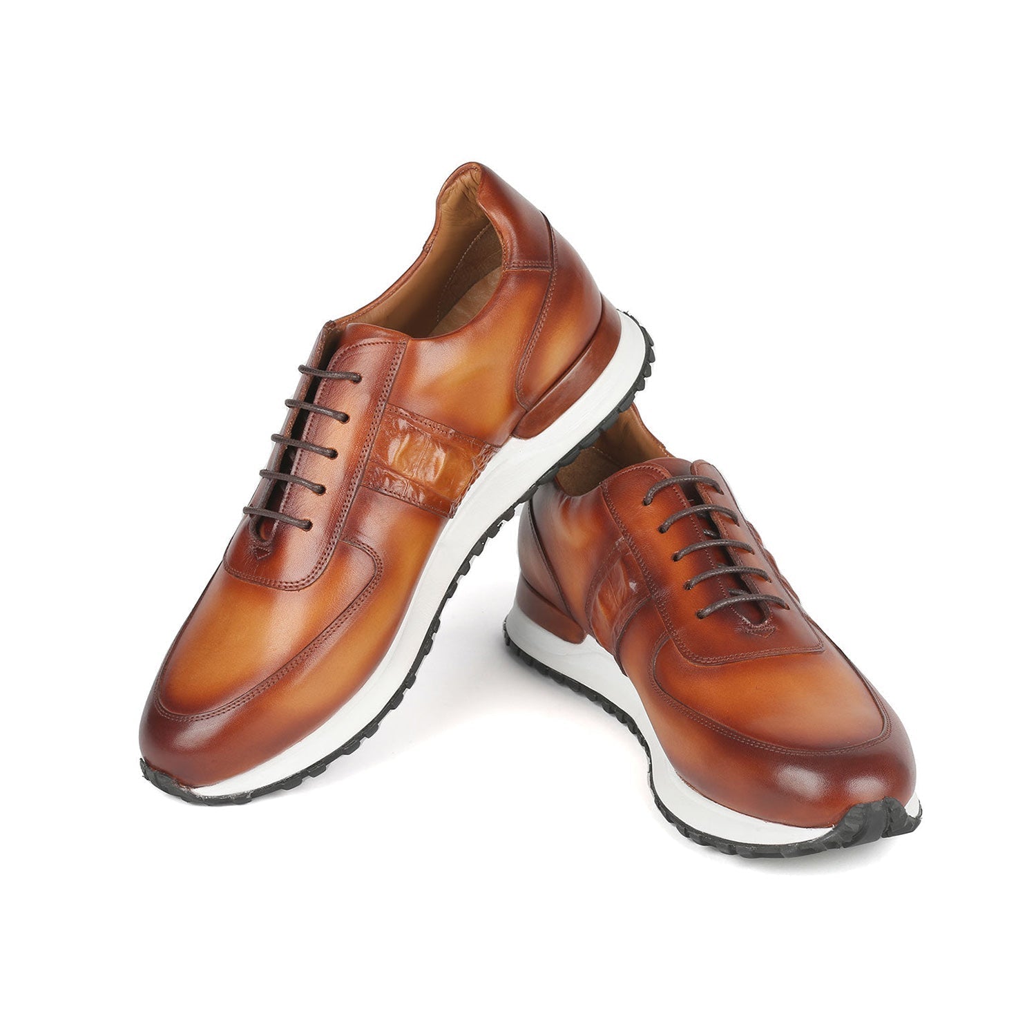 Paul Parkman LP208BRW Men's Shoes Brown Calf-Skin Leather Sneakers (PM6373)