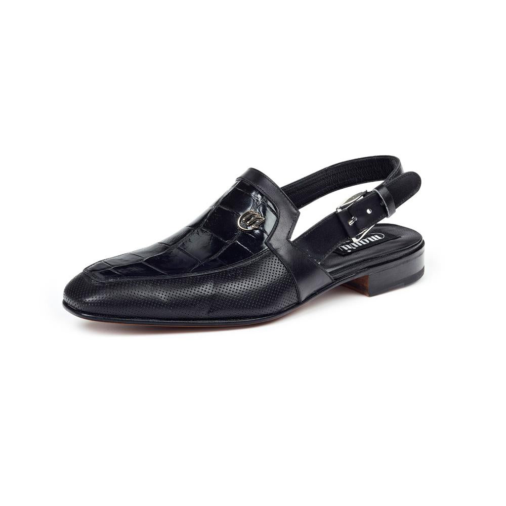 Mauri Men's Shoes Black Body Exotic Alligator & Calf-skin leather Sandals 4798 (MA4513)