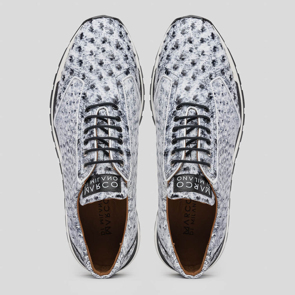Marco Di Milano Scanno Men's Shoes Newspaper Exotic Ostich Casual Sneakers (MDM1048)