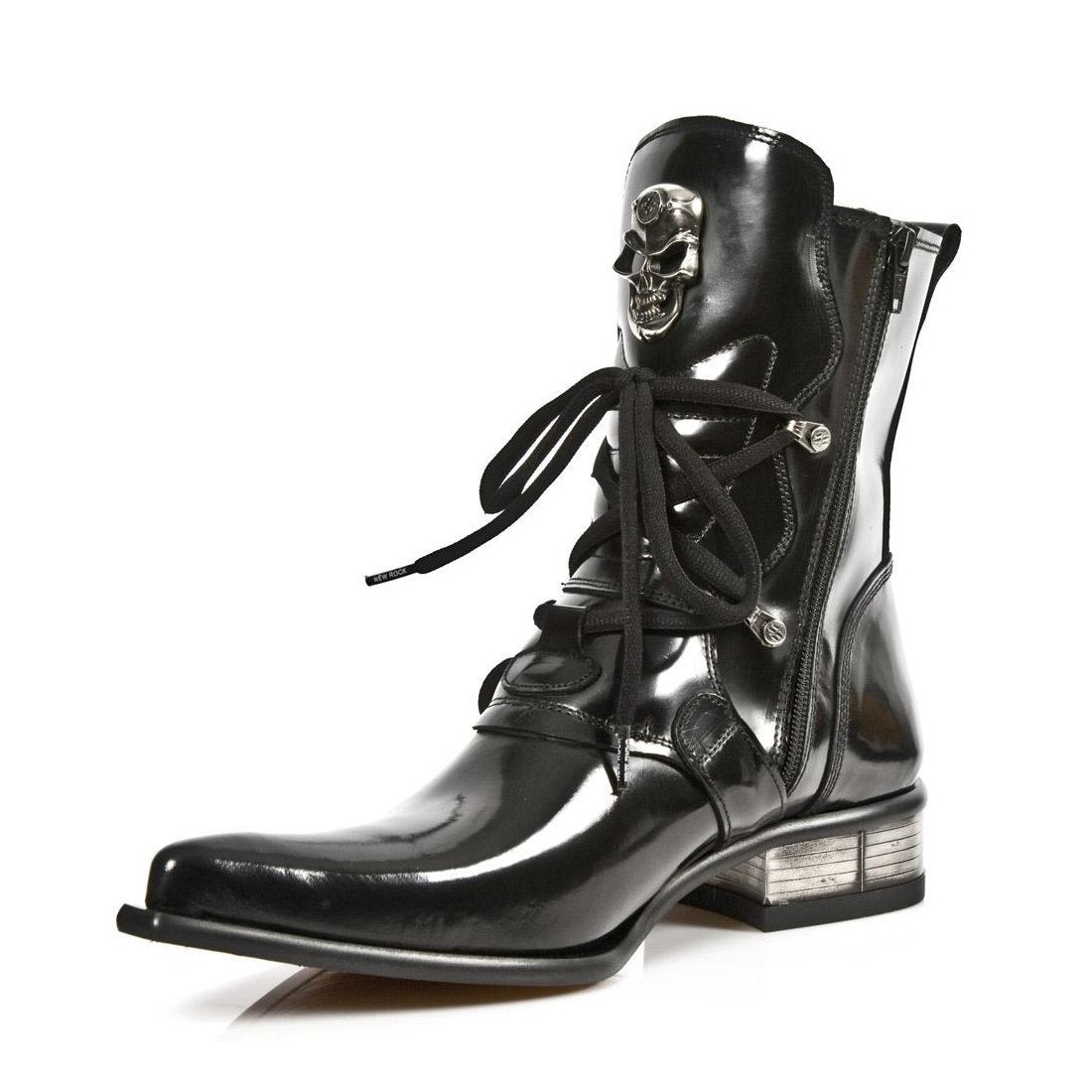 New Rock M-2284-C10 Men's Designer Shoes Black Calf-Skin Leather Ankle Boots (NRS1271)