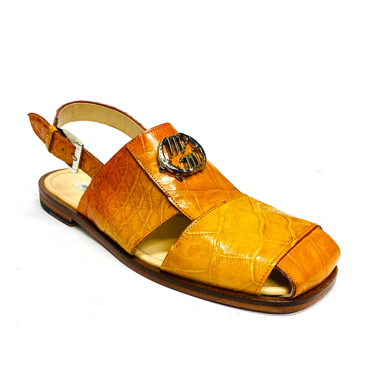 Mauri 5126 Men's Shoes Orange Exotic Alligator Slip-On Sandals (MAS5506)