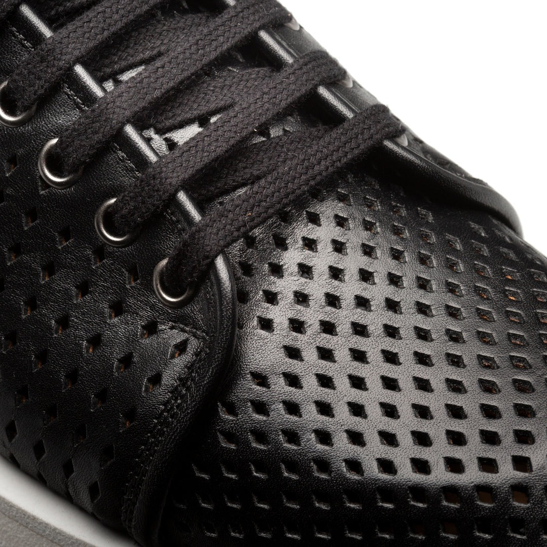 Mezlan Luce 21154 Men's Shoes Black Perforated Calf-Skin Leather Casual Sneakers (MZ3737)