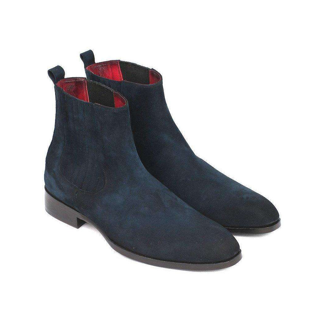 Paul Parkman Handmade Designer Shoes Navy Suede Chelsea Boots (PM5470)