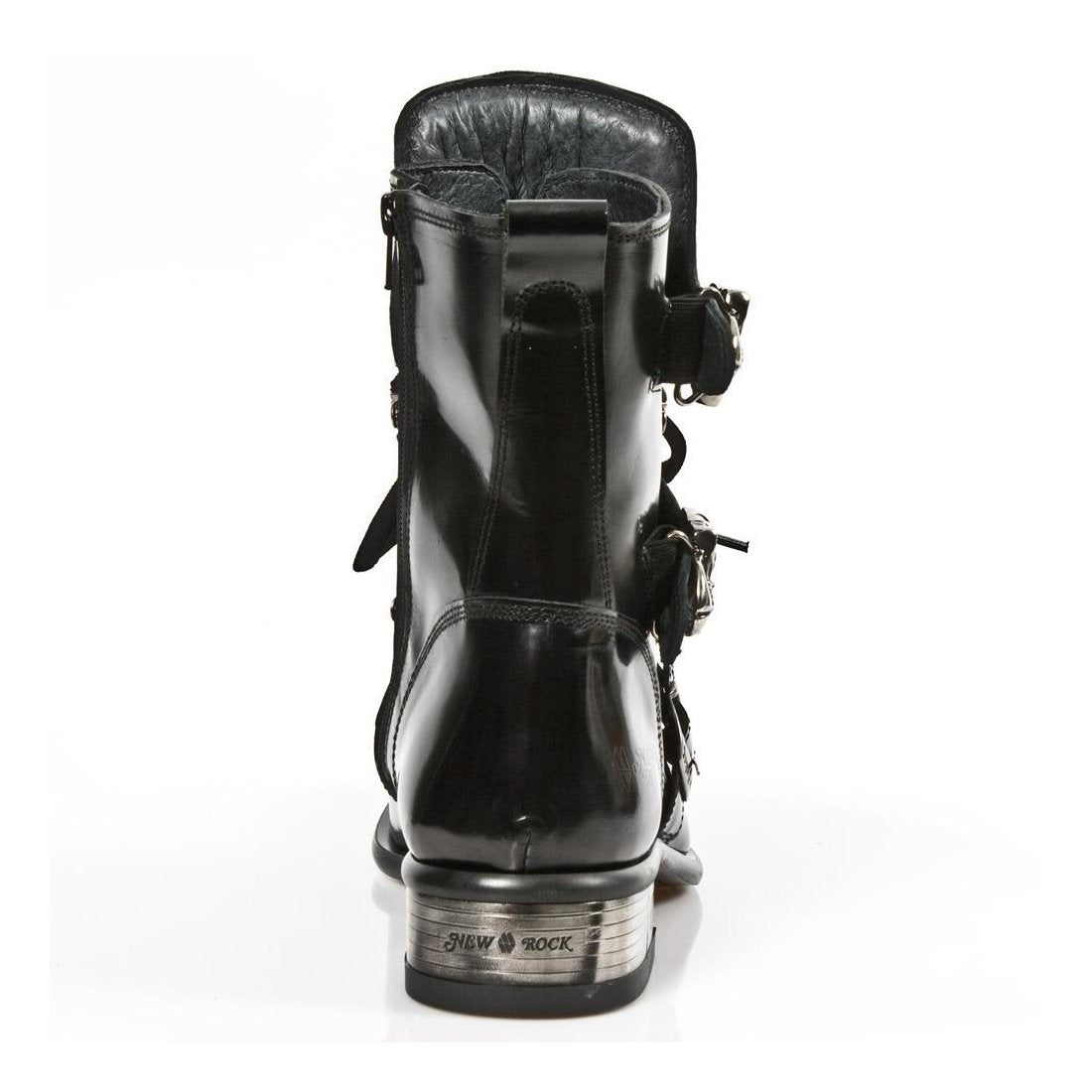 New Rock M-2284-C10 Men's Designer Shoes Black Calf-Skin Leather Ankle Boots (NRS1271)