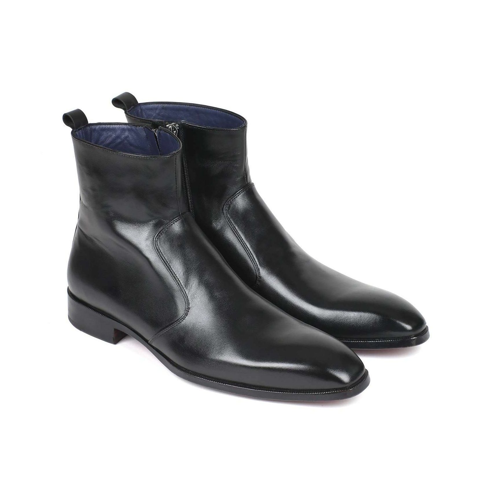 Paul Parkman Handmade Designer Shoes Black Leather Side Zipper Boots (PM5865)