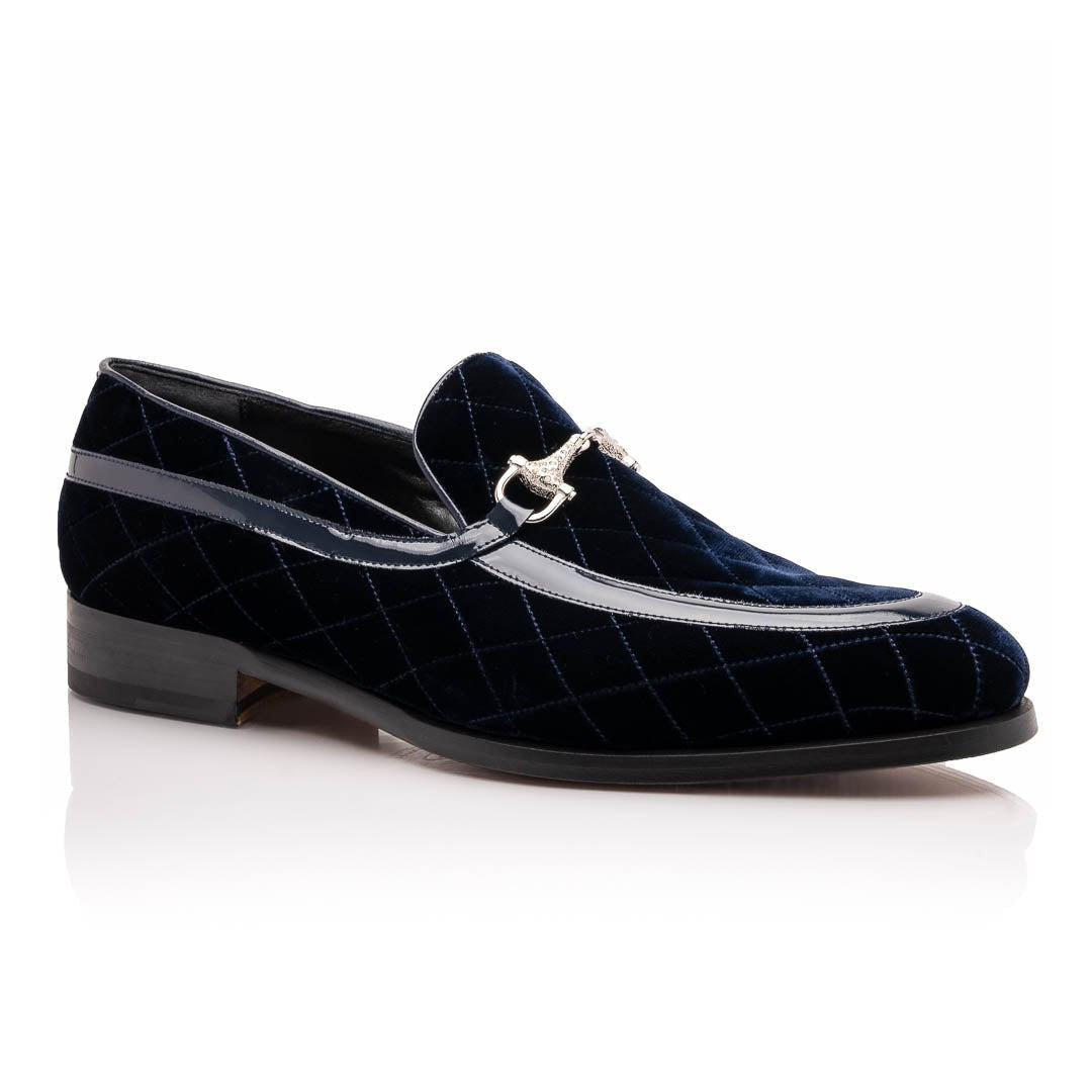 Mauri Allure 3257/1 Men's Shoes Quilted Velvet / Patent leather Slip-on Horsebit Loafers (MA5642)
