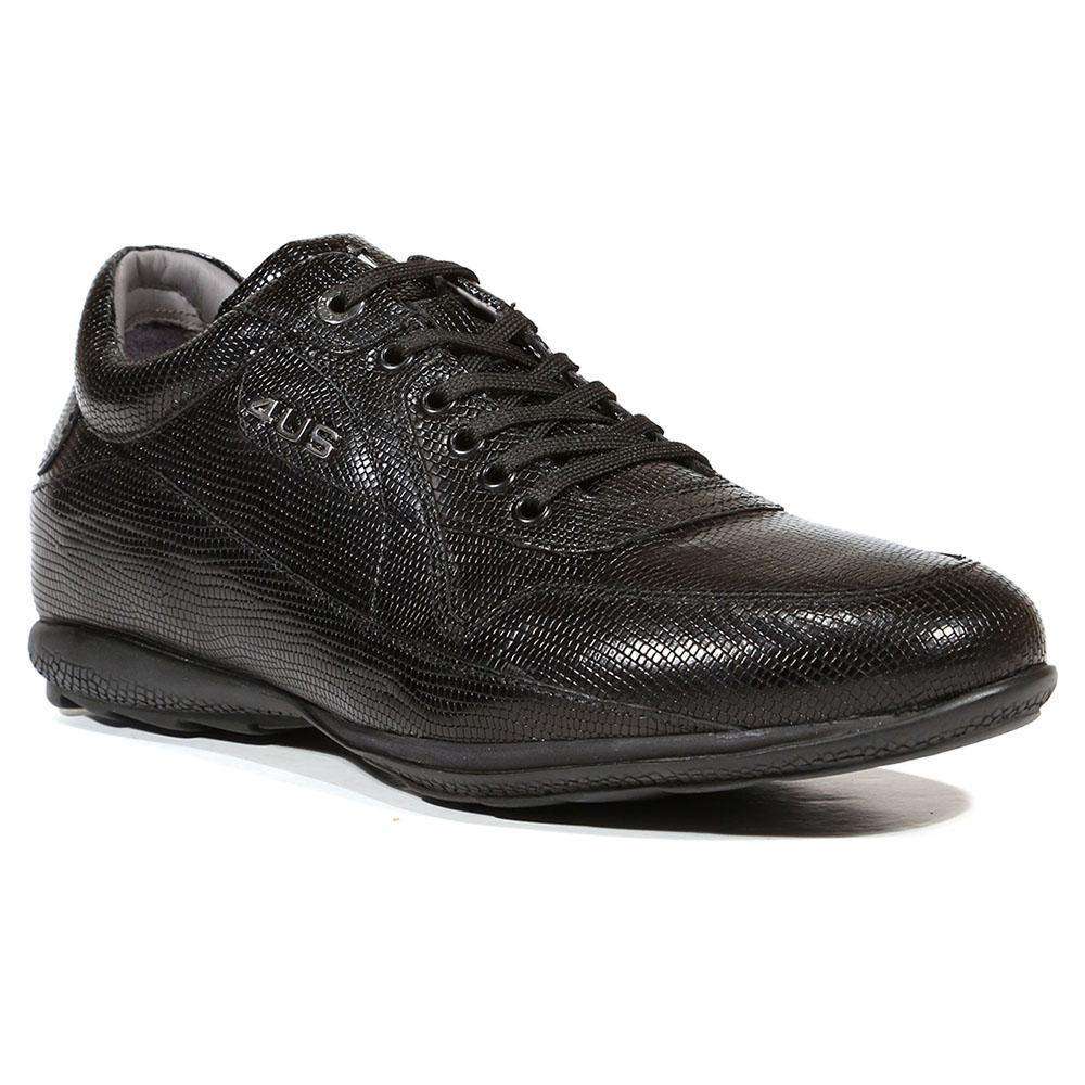 Cesare Paciotti Luxury Italian Men's Italian Designer Shoes Lizard Calf Black Sneakers (CPM5025)