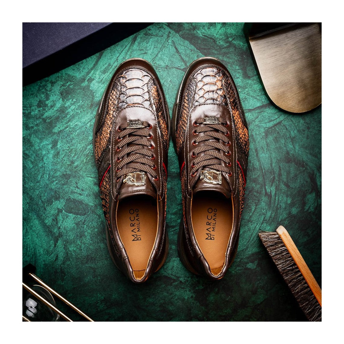 Marco Di Milano Brescia Men's Shoes Genuine Snake Skin / Calf-Skin Leather Sneakers (MDM1124)