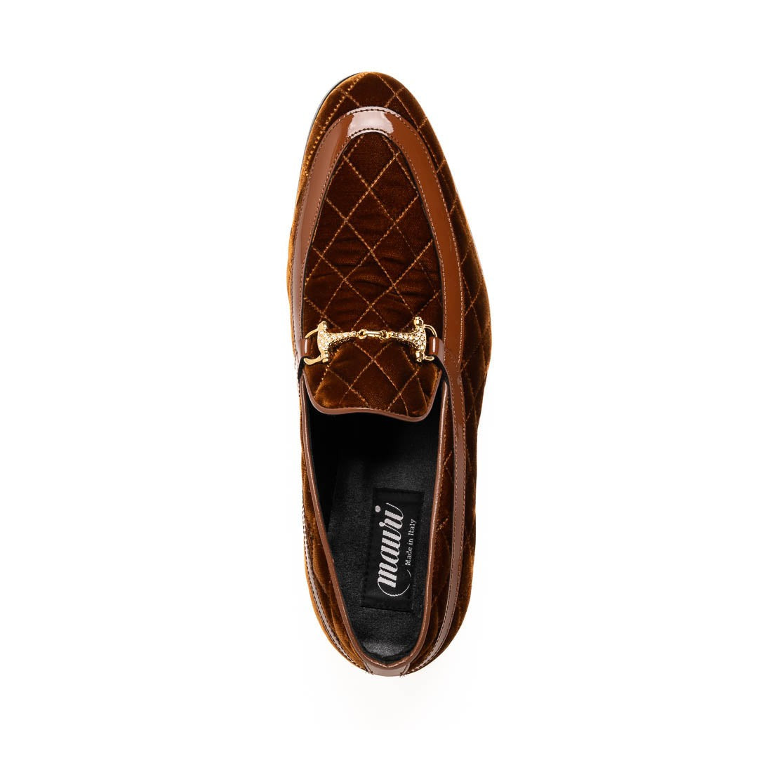Mauri Allure 3257/1 Men's Shoes Quilted Velvet / Patent leather Slip-on Horsebit Loafers (MA5642)