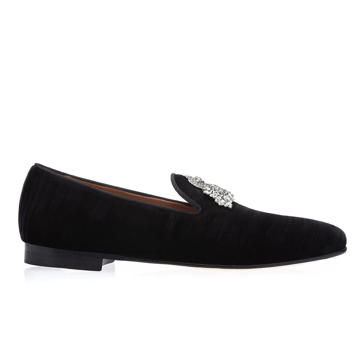 SUPERGLAMOUROUS Raoulux Wrinkle Men's Shoes Black Distressed Formal Velvet Slipper Loafers (SPGM1274)