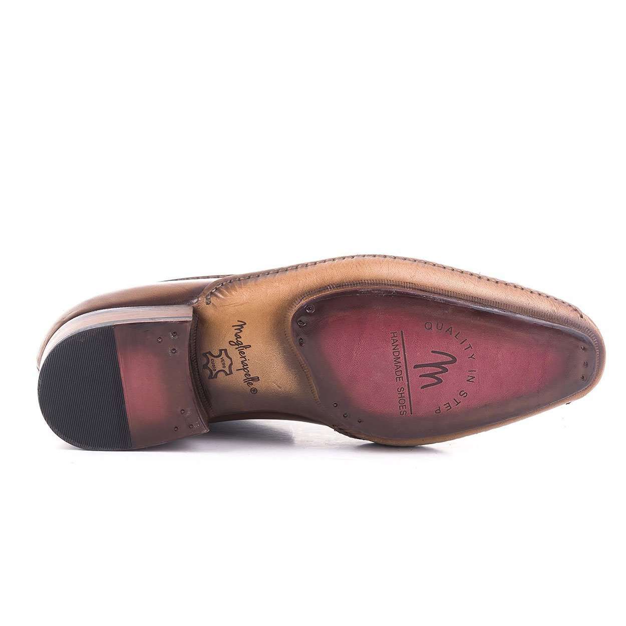 Maglieriapelle Men's Designer Shoes Brown Taba Savsat Leather Leafers (MGS1033)
