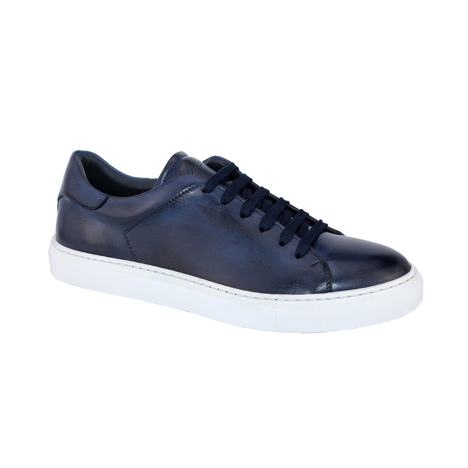 Duca Monza Men's Shoes Navy Calf-Skin Leather Sneakers (D1054)