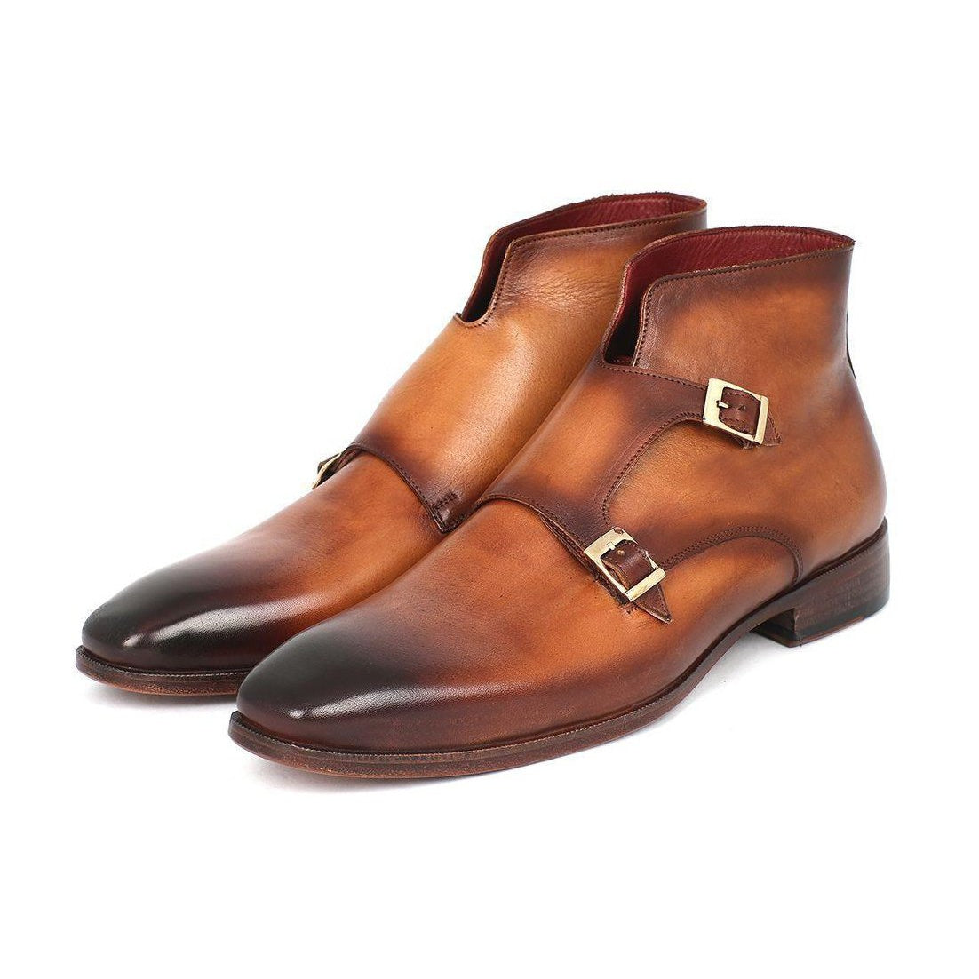 Paul Parkman Handmade Designer Shoes Men's Designer Shoes Double Monkstrap Brown Boots (PM3005)