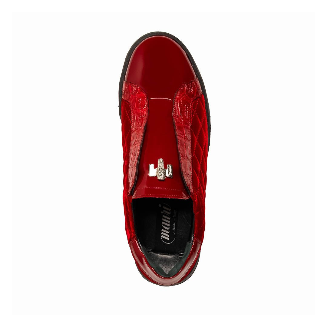 Mauri Regata 8478/10 Men's Shoes Exotic Crocodile / Quilted Velvet / Patent Leather Slip-On Sneakers (MA5648)
