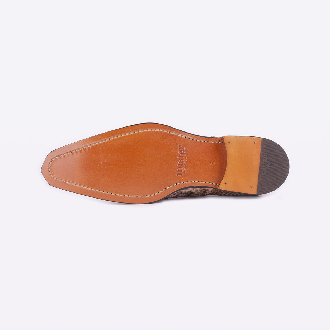 Mister 40076 Cances Men's Shoes Camel Python Print / Calf-Skin Leather Monk-Straps Loafers (MISS1053)