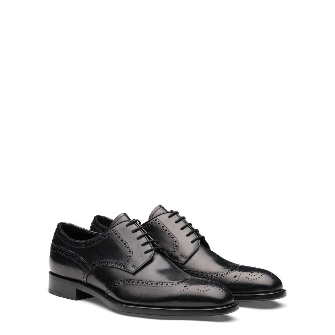 Prada 2EB109-3F33 Men's Shoes Black Calf-Skin Leather Derby Oxfords (PRM1026)