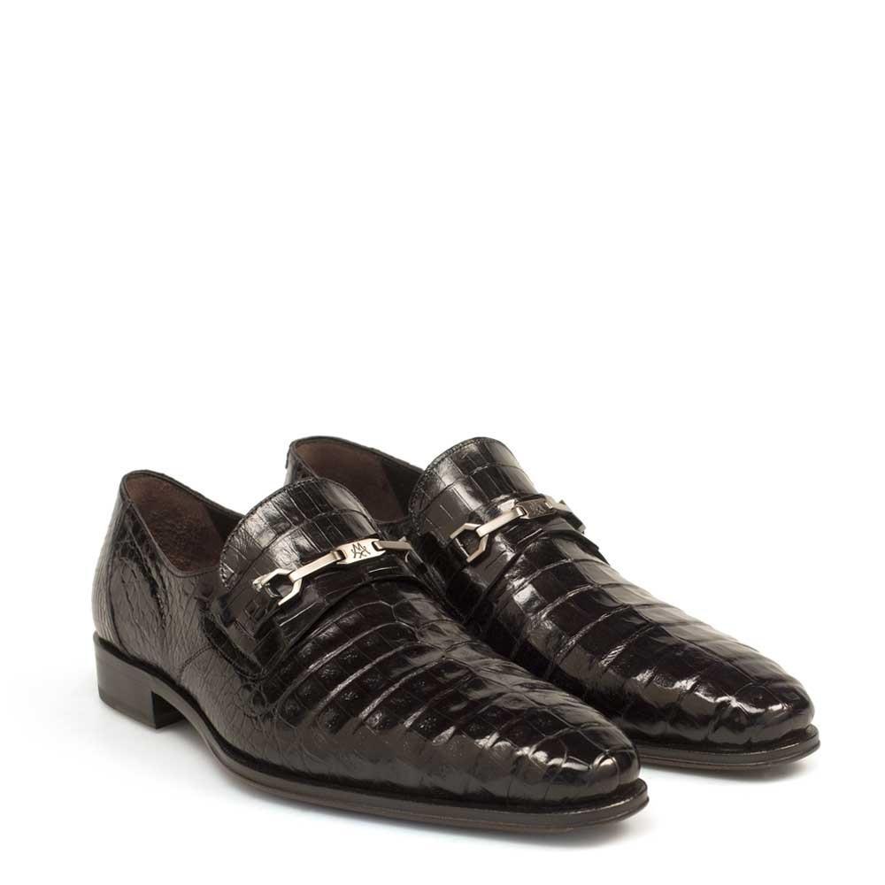 Mezlan 14250-F Galvani Men's Shoes Black Exotic Crocodile Horsebit Loafers (MZS3257)