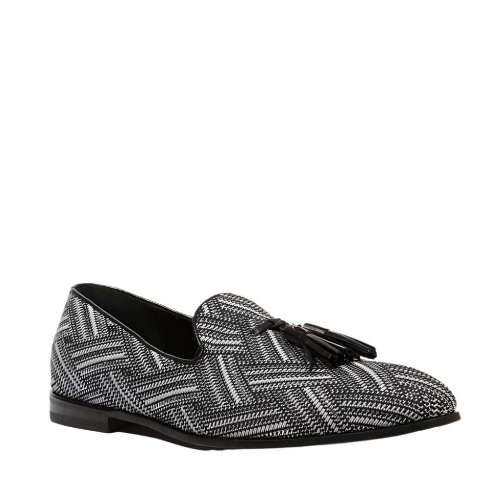 Cesare Paciotti Luxury Italian Men's Glam Black Silver Moccassins (CPM5355)