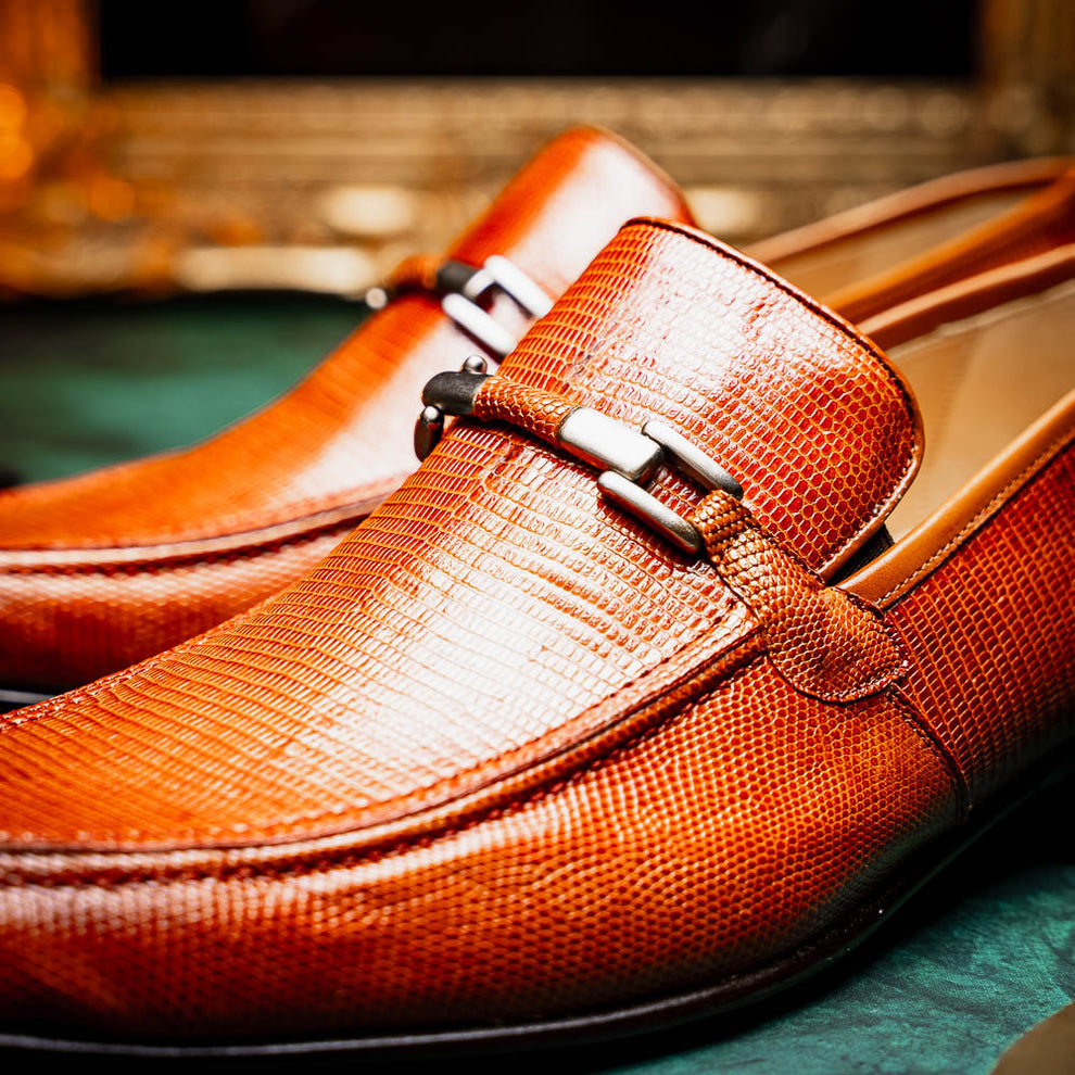 Marco Di Milano Fabro Men's Shoes Exotic Lizard Horsebit Loafers (MDM1081)