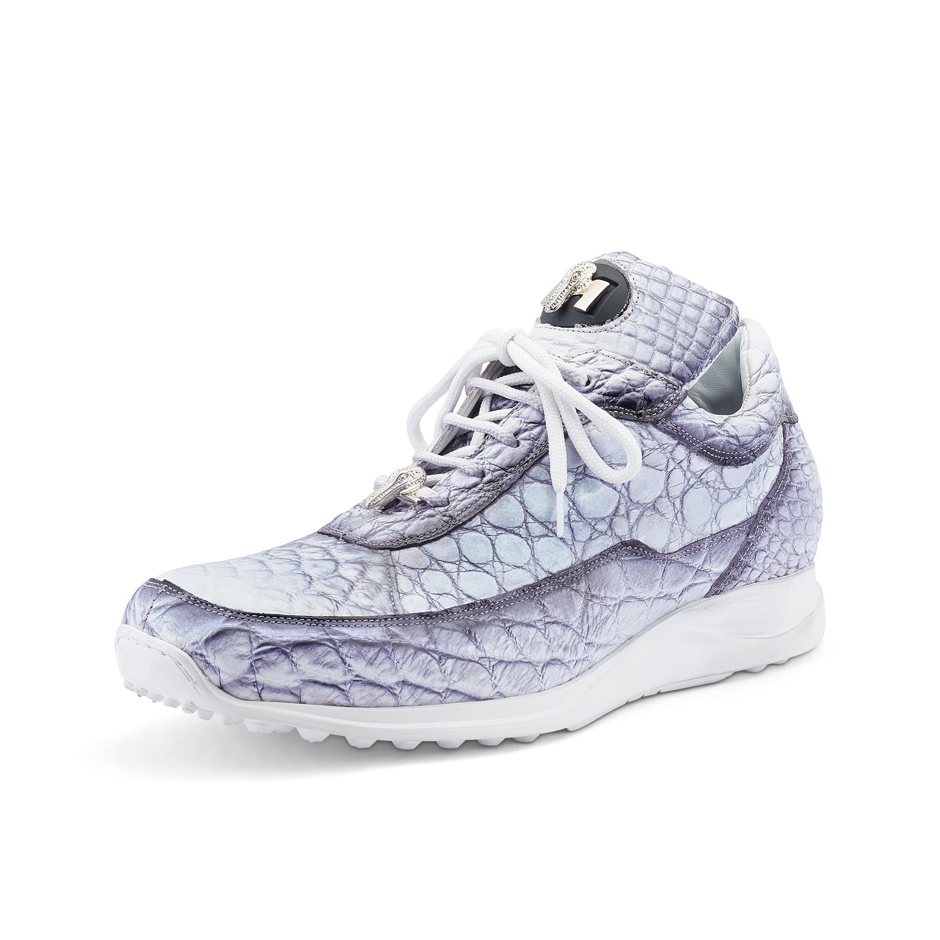 Mauri Bloodshed 8900/2 Men's Shoes Dirty White with Black Finish Exotic Alligator Casual Sneakers (MA5510)