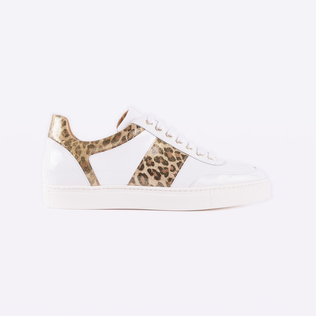 Mister 37613 Garde Men's Shoes Brown & White Glitter Leopard Print / Patent Leather Casual Sneakers (MIS1024)