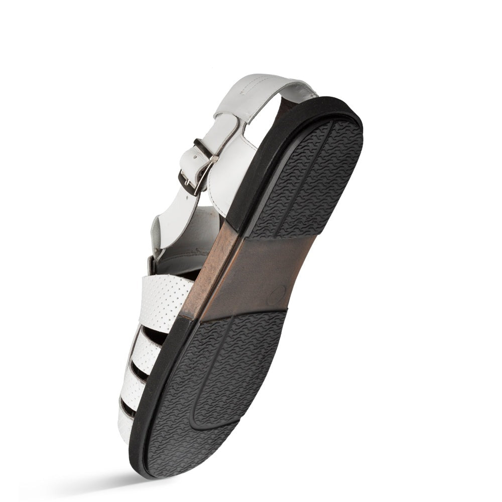 Mezlan R20666 Men's Shoes White Calf-Skin Leather Fisherman Sandals (MZ3625)