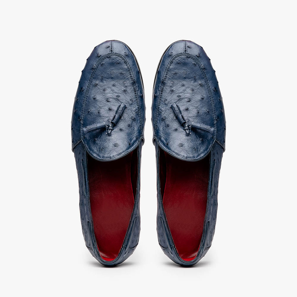 Marco Di Milano Aubiere Men's Shoes Exotic Ostrich Tassels Loafers (MDM1198)
