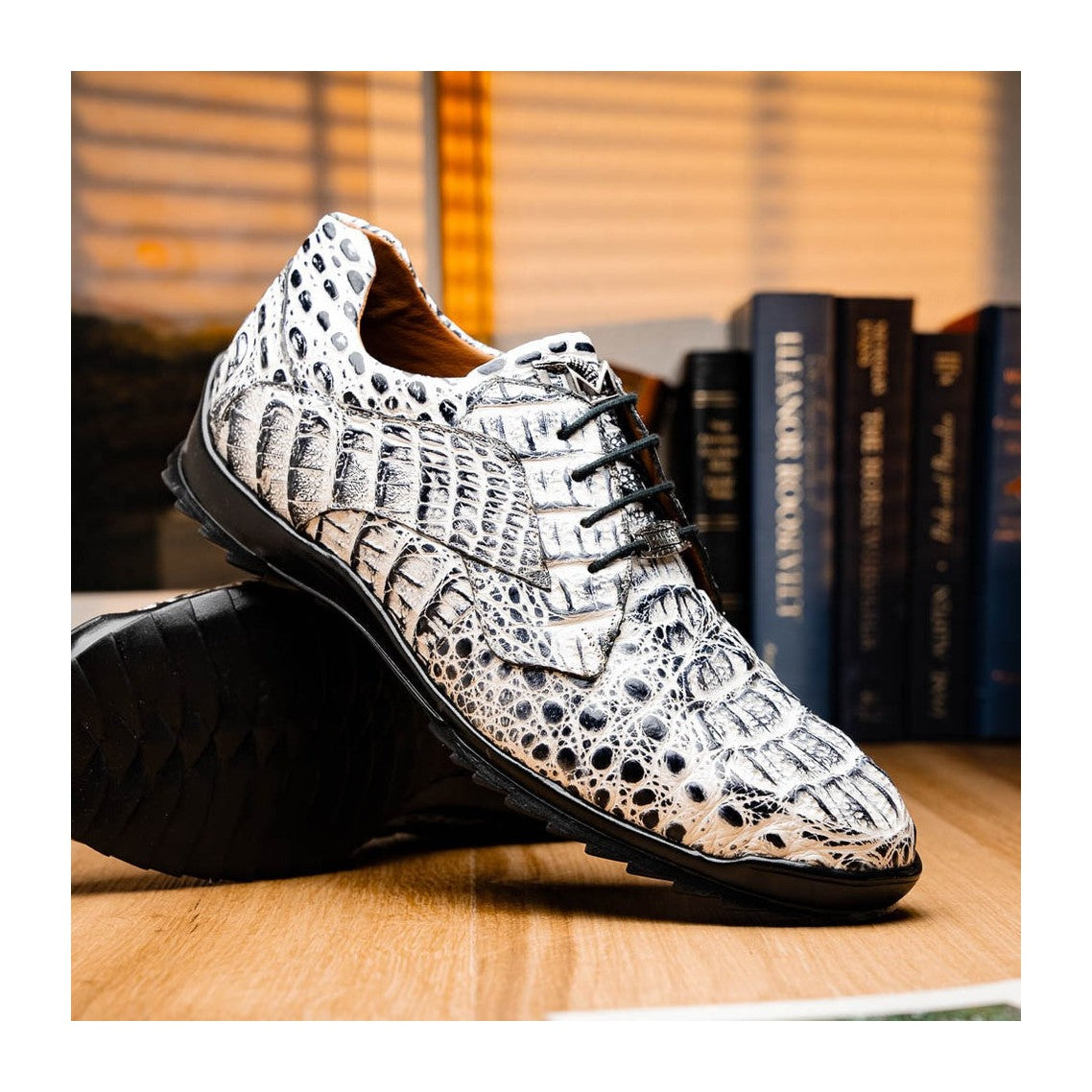Marco Di Milano Kratos Men's Shoes Brown Exotic Caiman Crocodile Sport Sneakers (MDM1176)