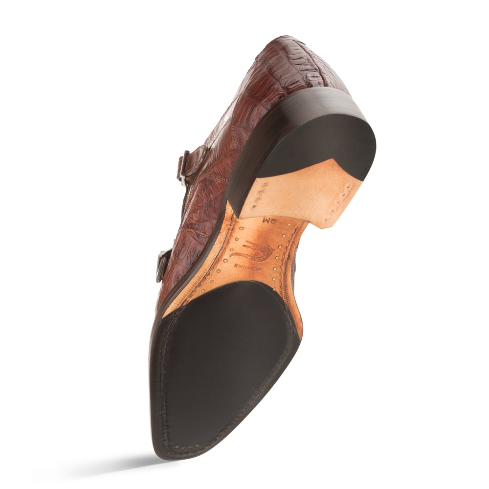 Mezlan 3998-F Prague Men's Shoes Sport Brown Exotic Crocodile Monk-Straps Loafers (MZS2217)