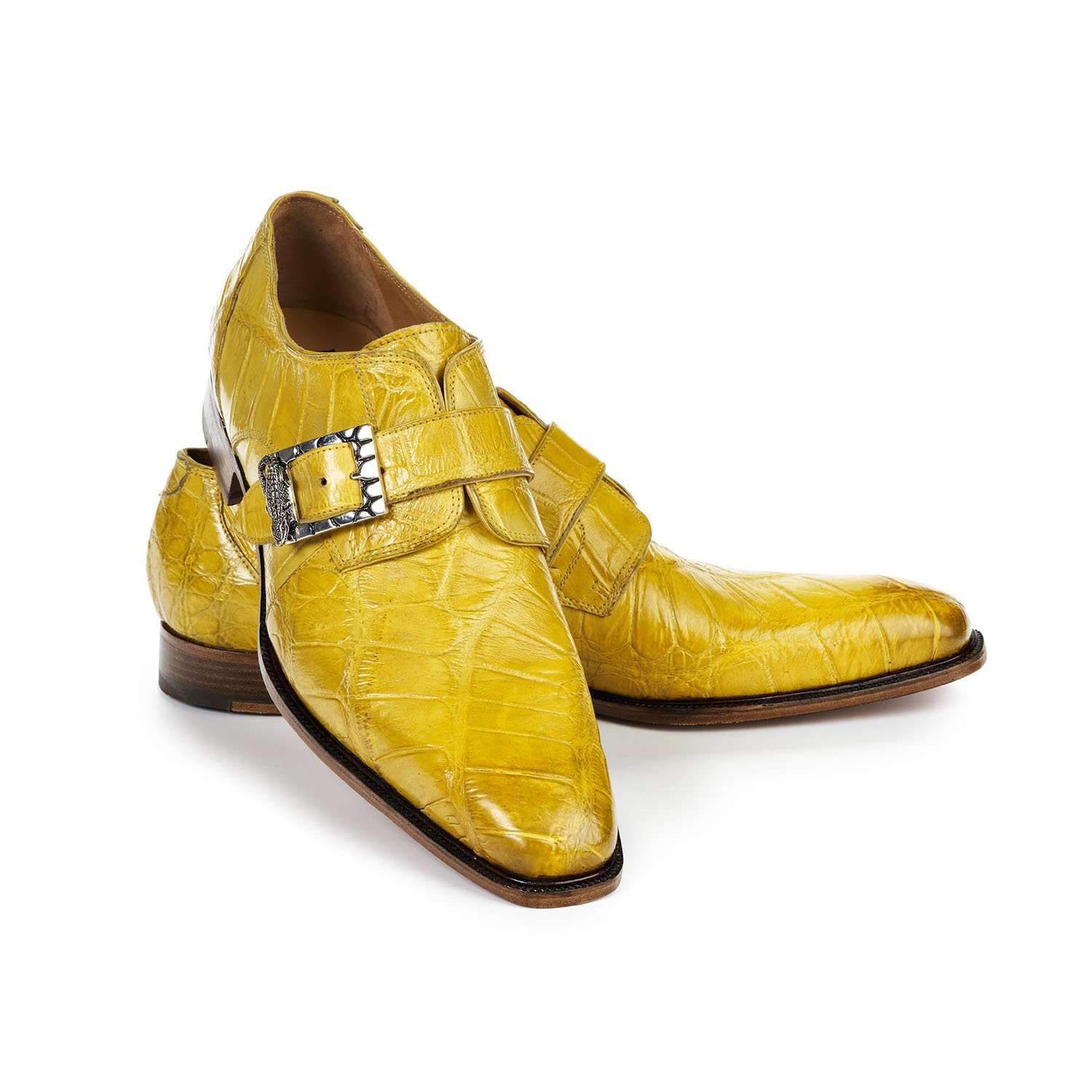 Mauri 4853/2 Steam Boat Men's Designer Shoes Burnished Yellow Body Alligator Loafers (MA5002)