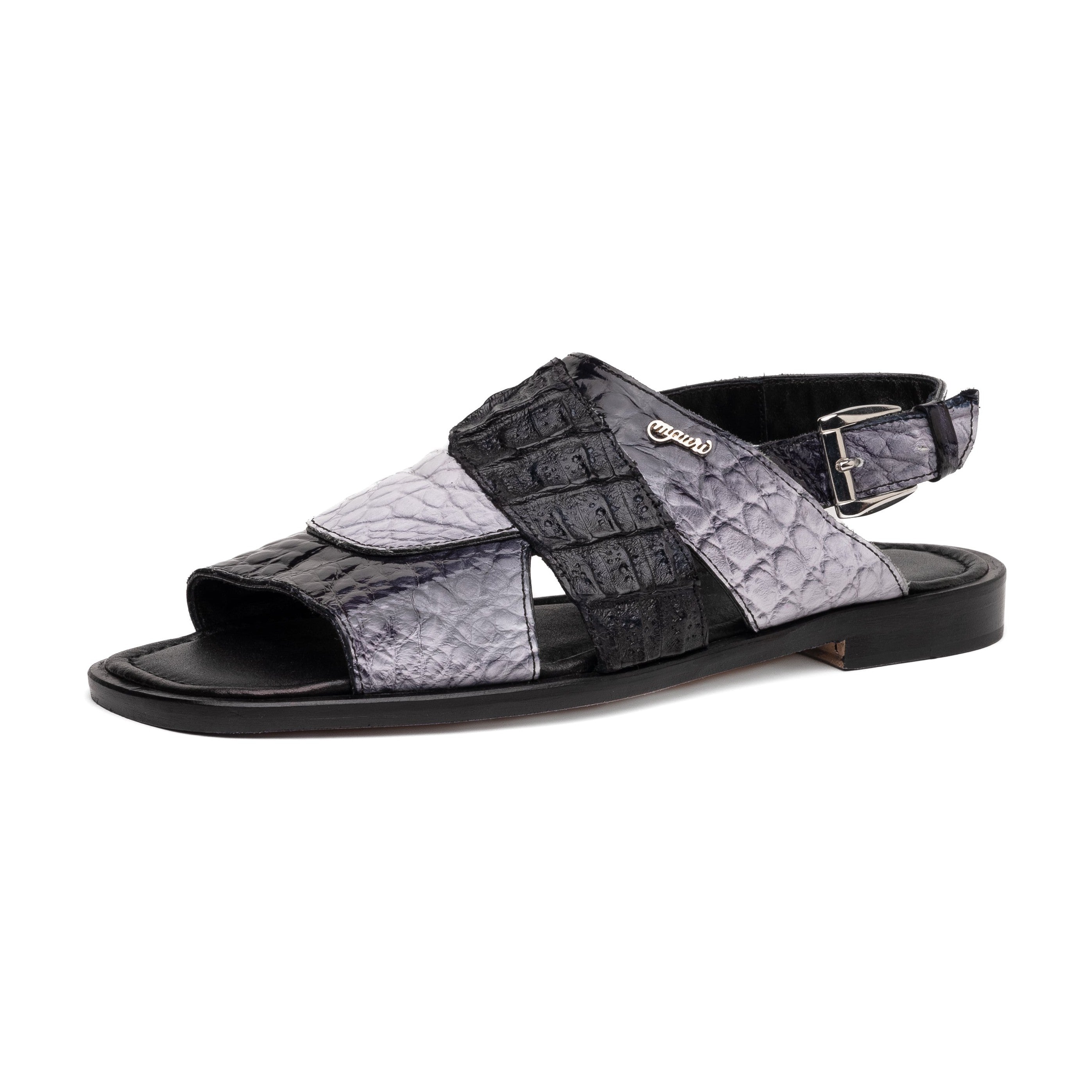 Mauri Cayman 5181 Men's Shoes Multi Gray & Black Exotic Alligator / Hornback Sandals (MA5612)