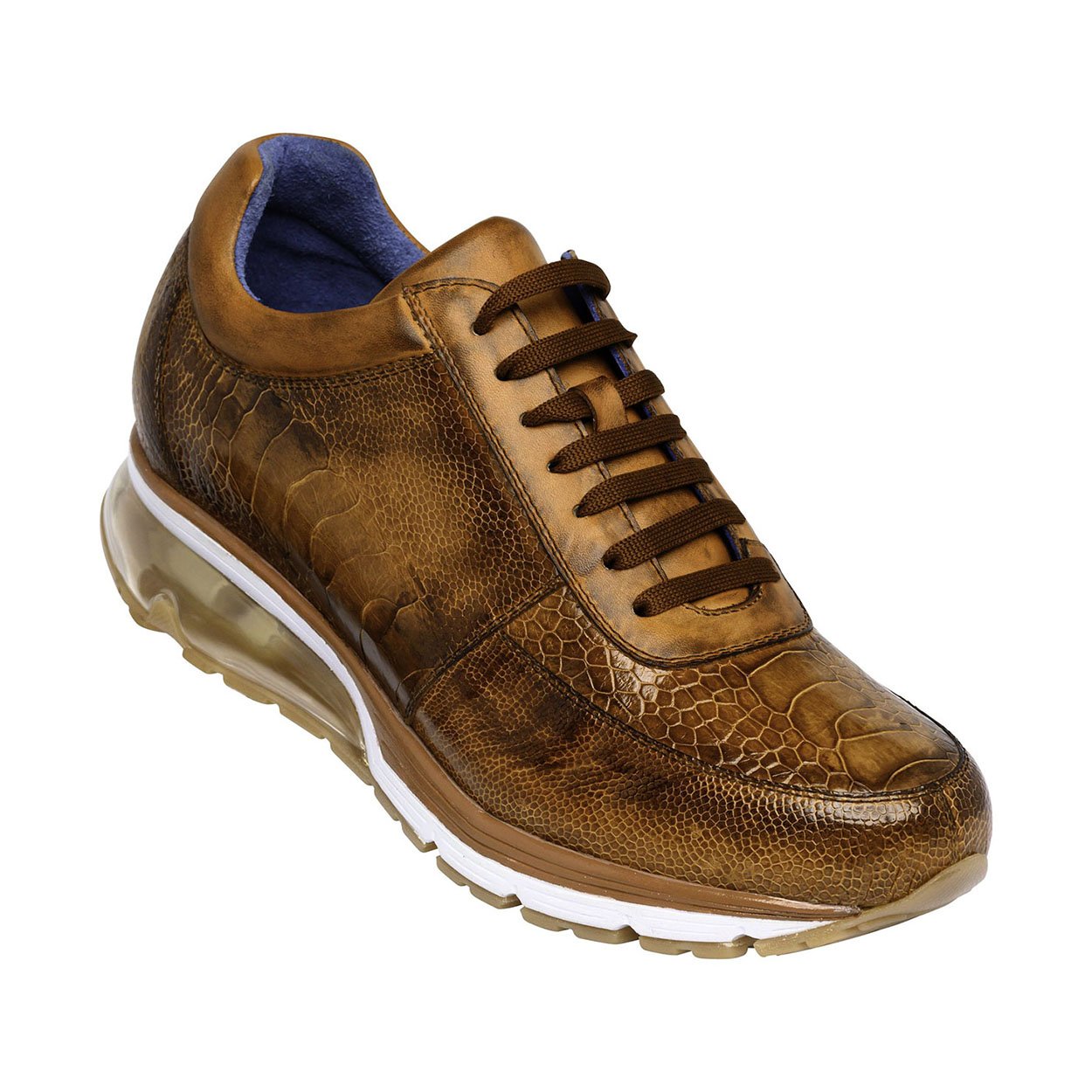Belvedere E02 Todd Men's Shoes Antique Brandy Exotic Genuine Ostrich Casual Sneakers (BV2956)