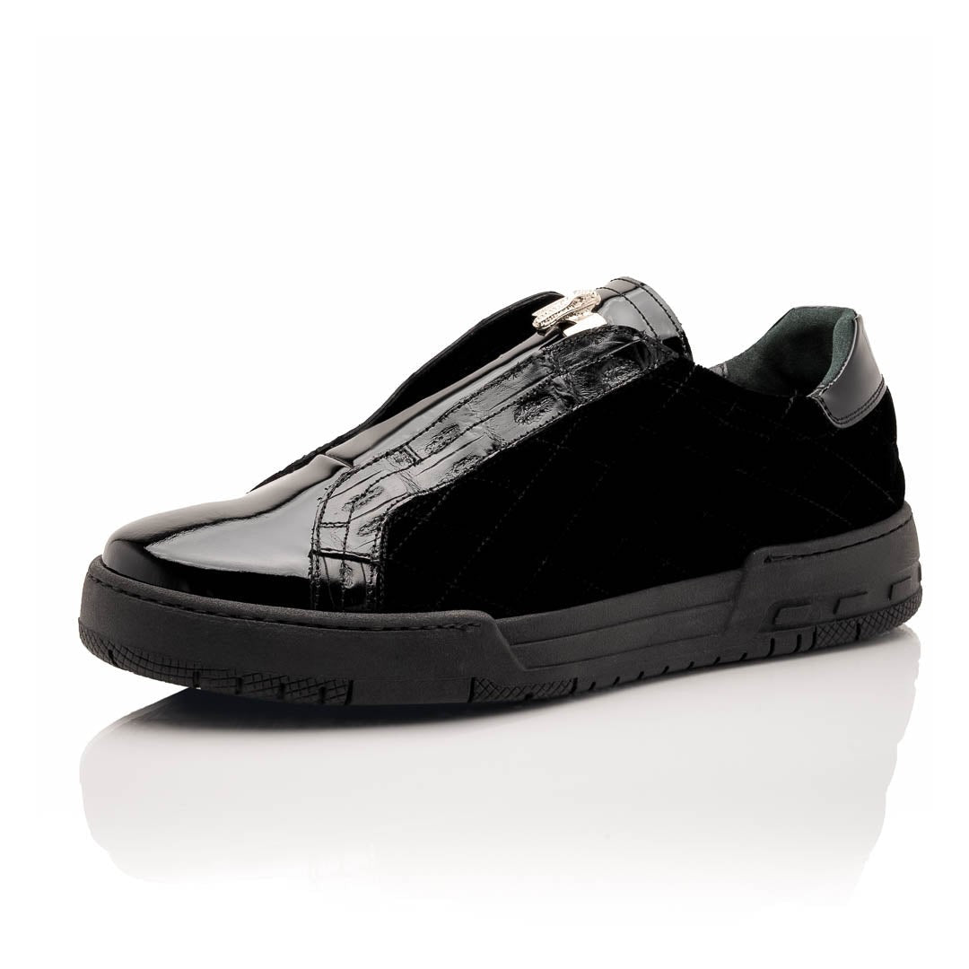 Mauri Regata 8478/10 Men's Shoes Exotic Crocodile / Quilted Velvet / Patent Leather Slip-On Sneakers (MA5648)