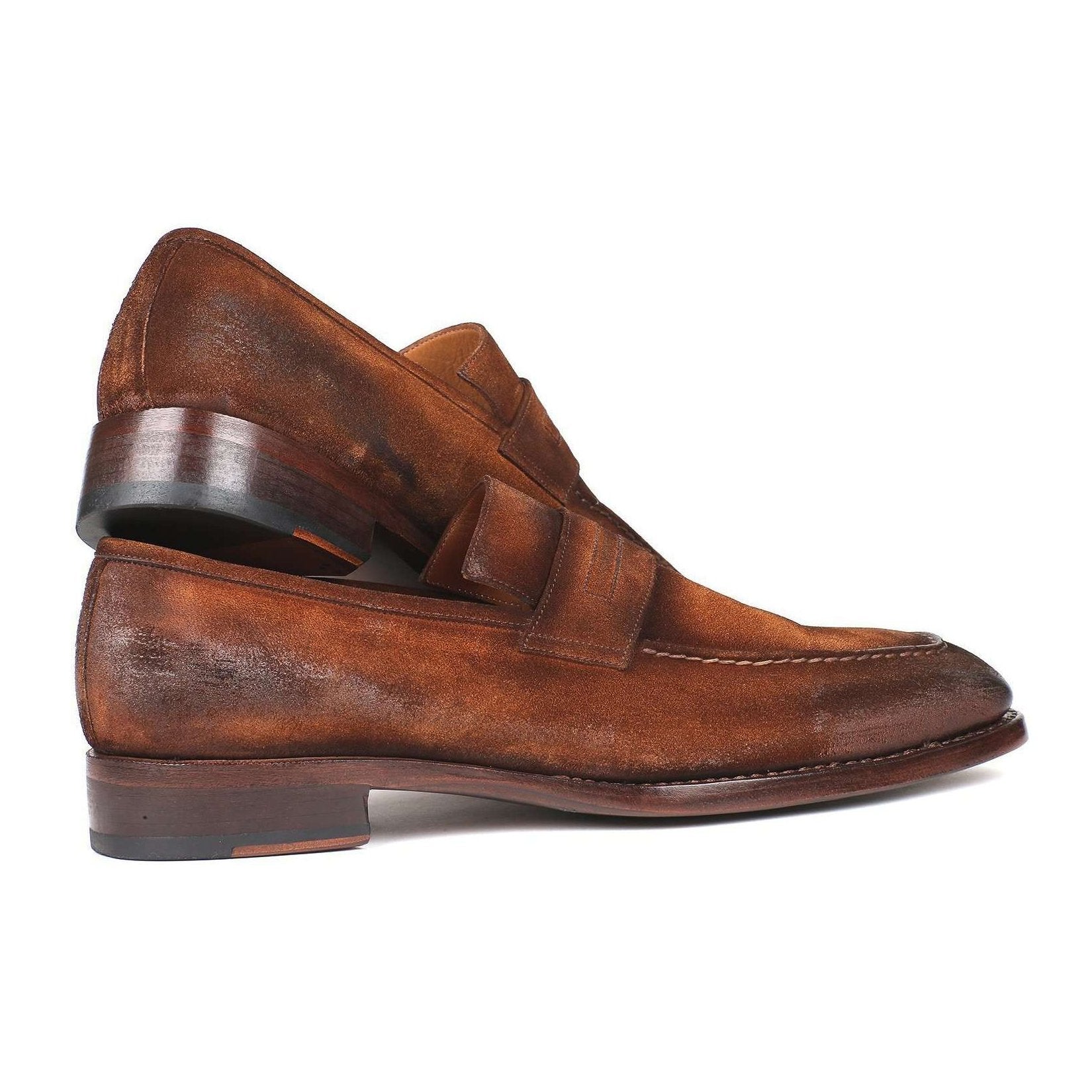 Paul Parkman Handmade Designer Shoes Men's Brown Antique Suede Goodyear Welted Loafers 36AQ17 (PM5907)