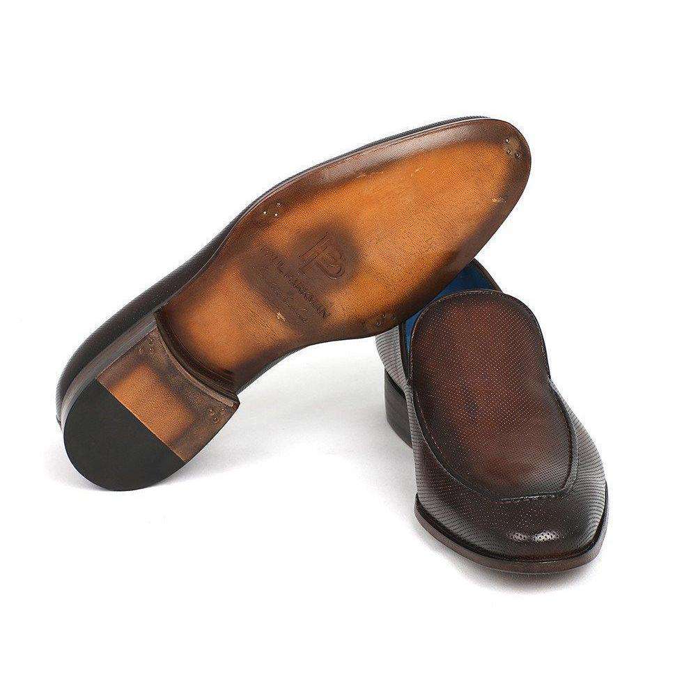 Paul Parkman Handmade Designer Shoes Perforated Leather Brown Loafers (PM5458)
