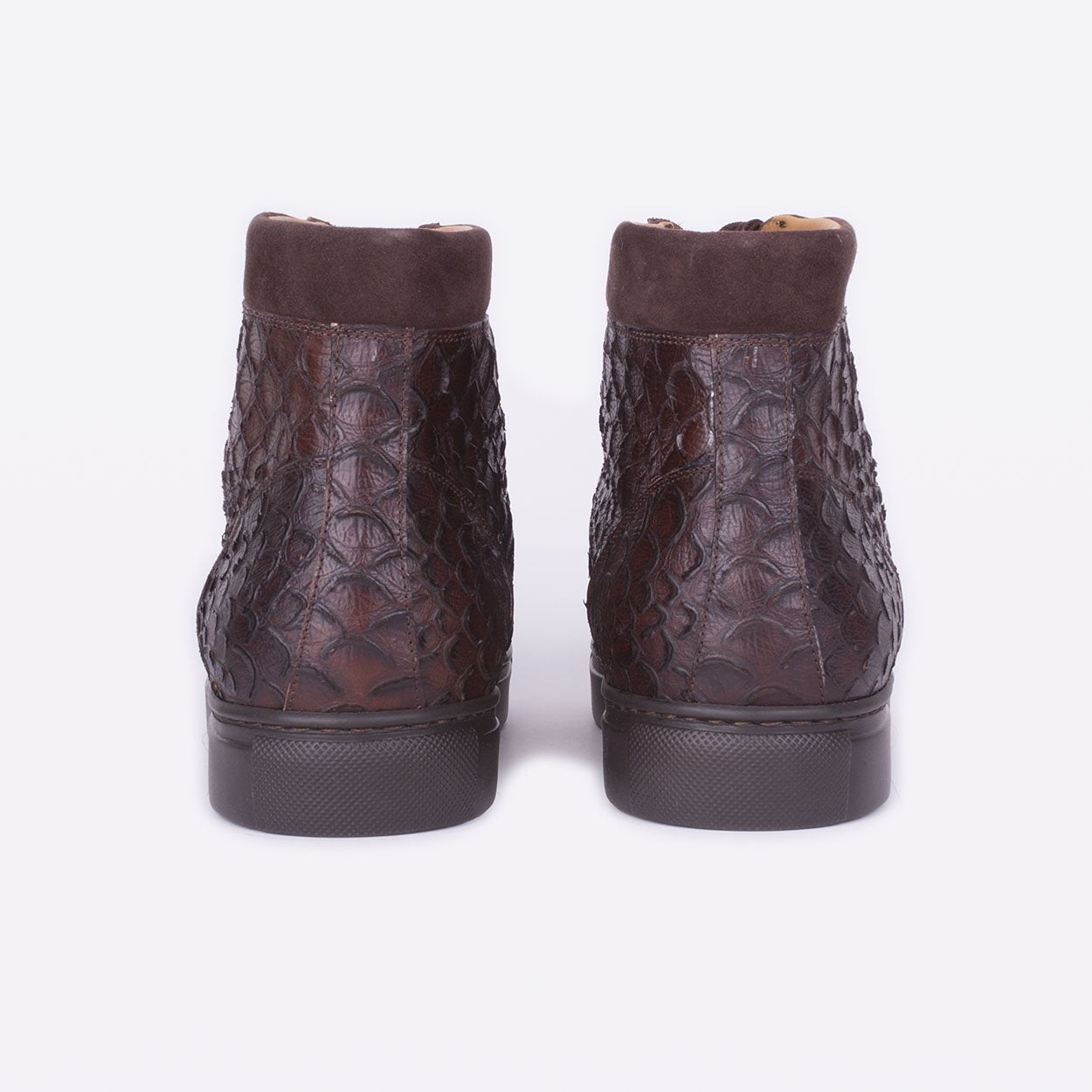 Mister 39598 Jocar Men's Shoes Brown Python Print / Calf-Skin Leather High-Top Sneakers (MIS1009)